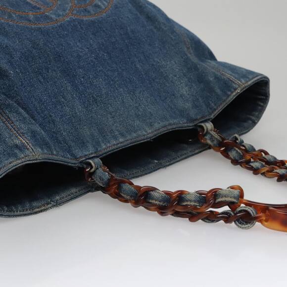 CHANEL Coco Mark Chain Tote Bag Denim Blue CC - Picture 6 of 16